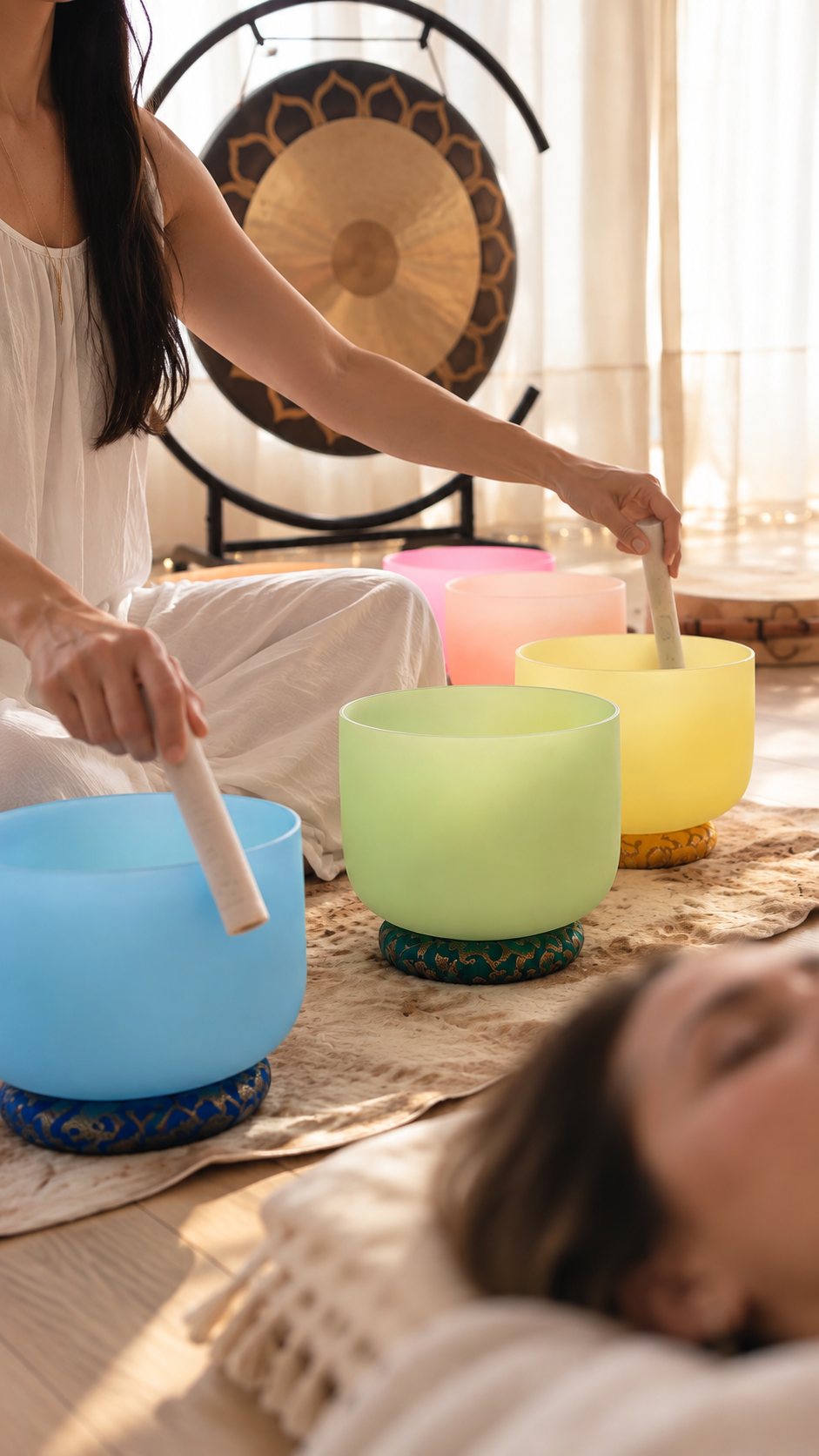 A private sound healing session with crystal singing bowls